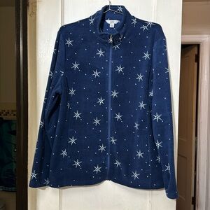 Croft and Barrow Fleece Jacket. Blue snowflake ❄️ Size XL
